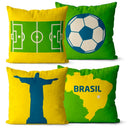 Kit 4 Capas de Almofadas Decorativas Brasil Copa do mundo 45x45