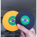 Kit com 12 Porta Copos Emborrachados Bandeira do Brasil Copa do Mundo Lavável Flexível