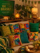 Kit 4 Capas de Almofada Brasil Tropical | Coleção Vai Brasil 🇧🇷
