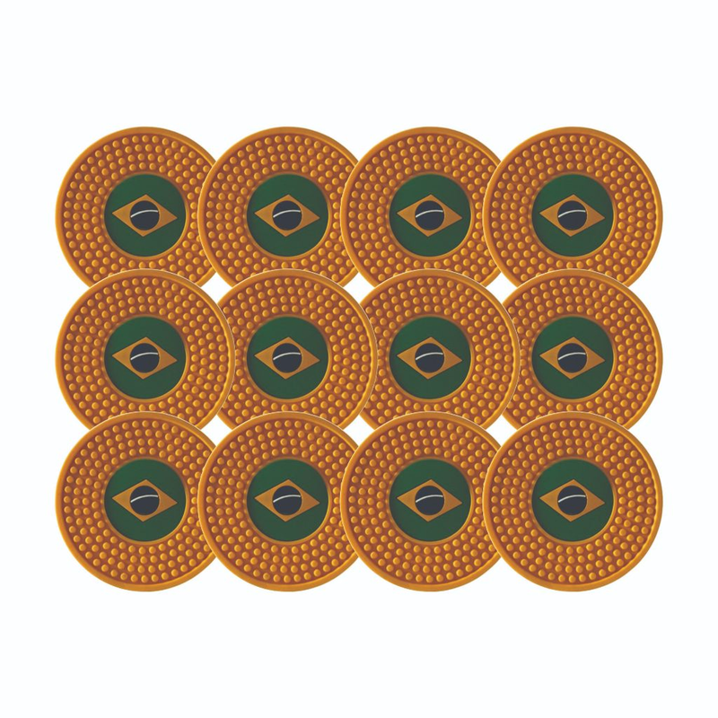 Kit com 12 Porta Copos Emborrachados Bandeira do Brasil Copa do Mundo Lavável Flexível