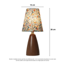 Abajur Luminária De Mesa Nogueira Floral Estilo Madeira Cabeceira Quarto Sala Estudo Leitura