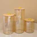 Conjunto de Potes de Vidro com Tampa de Bambu