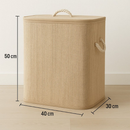 Cesto Bambu Dobrável Lyor 60l Tampa Roupa Suja Organizador Bege