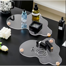 Bandeja Decorativa em Acrílico Cristal com Pés de Madeira, Organizador para Cosméticos, Joias e Perfumes