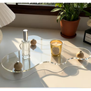 Bandeja Decorativa em Acrílico Cristal com Pés de Madeira, Organizador para Cosméticos, Joias e Perfumes