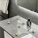 Bandeja Decorativa em Acrílico Cristal com Pés de Madeira, Organizador para Cosméticos, Joias e Perfumes