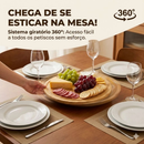 Petisqueira Giratória Bambu 28cm Tábua Bandeja Frios Bandeja Petiscos Mesa Posta Café da Manhã 360 Cozinha Decoração