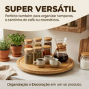 Petisqueira Giratória Bambu 28cm Tábua Bandeja Frios Bandeja Petiscos Mesa Posta Café da Manhã 360 Cozinha Decoração
