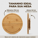 Petisqueira Giratória Bambu 28cm Tábua Bandeja Frios Bandeja Petiscos Mesa Posta Café da Manhã 360 Cozinha Decoração