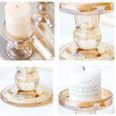 CASTIÇAL DE VIDRO LUXO ENFEITE DECORAÇÃO CASAMENTO FESTAS PORTA VELA DECORATIVO REDONDO COM PÉ