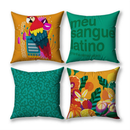 Kit 4 Capas de Almofada Brasil Tropical | Coleção Vai Brasil 🇧🇷