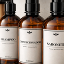 Frascos para shampoo, condicionador e sabonete 500ml âmbar kit para banheiro