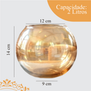 Vaso Redondo Aquário de Vidro Âmbar 2L Terrário Decoração Floral Lisa Elegante