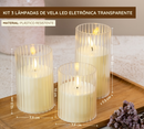 Kit 3 Lâmpadas de Vela Led Eletrônica Decoração Festa A Pilha