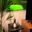 Abajur Bancário Vintage Verde Mesa Luxo Escritório Retro Bivolt Premium Exclusivo
