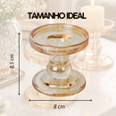 CASTIÇAL DE VIDRO LUXO ENFEITE DECORAÇÃO CASAMENTO FESTAS PORTA VELA DECORATIVO REDONDO COM PÉ
