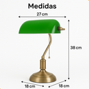 Abajur Bancário Vintage Verde Mesa Luxo Escritório Retro Bivolt Premium Exclusivo