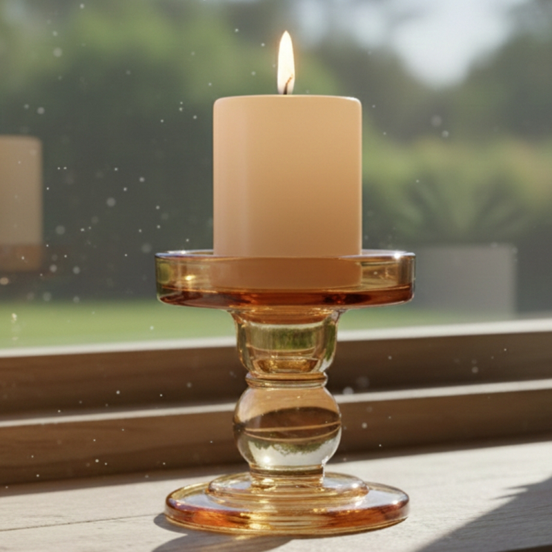 CASTIÇAL DE VIDRO LUXO ENFEITE DECORAÇÃO CASAMENTO FESTAS PORTA VELA DECORATIVO REDONDO COM PÉ