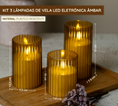 Kit 3 Lâmpadas de Vela Led Eletrônica Decoração Festa A Pilha