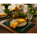 Kit Jogo americano LUXO 6 lugares com franja, algodão. Decoração Copa do mundo mesa posta. Tear mineiro Boho Chic.