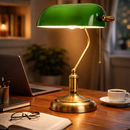 Abajur Bancário Vintage Verde Mesa Luxo Escritório Retro Bivolt Premium Exclusivo