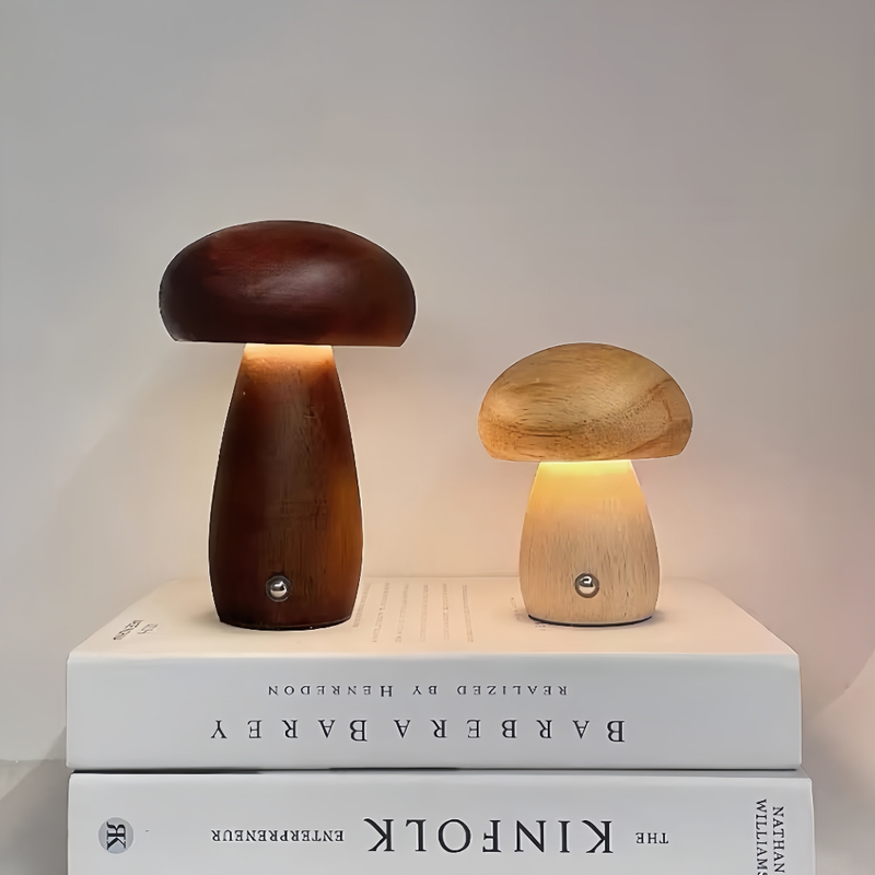 Luz Noturna LED De Madeira Com Efeito Cogumelo e Dimerizável Recarregável LED Interruptor de Toque Abajur formato cogume