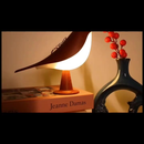 Abajur Pássaro Touch Dimerizável | Luminaria de Mesa Madeira Recarregável USB | Decoração Quarto