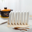 Promoção: Suporte Escorredor Porta Pratos De Bancada De Bambu 4 Divisorias 21cm x 13cm