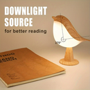Abajur Pássaro Touch Dimerizável | Luminaria de Mesa Madeira Recarregável USB | Decoração Quarto