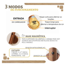 Luminaria Led Recarregável Sensor de Movimento Arandela de Madeira Minimalist Mesa Parede Magnética 3 cores ajustáveis